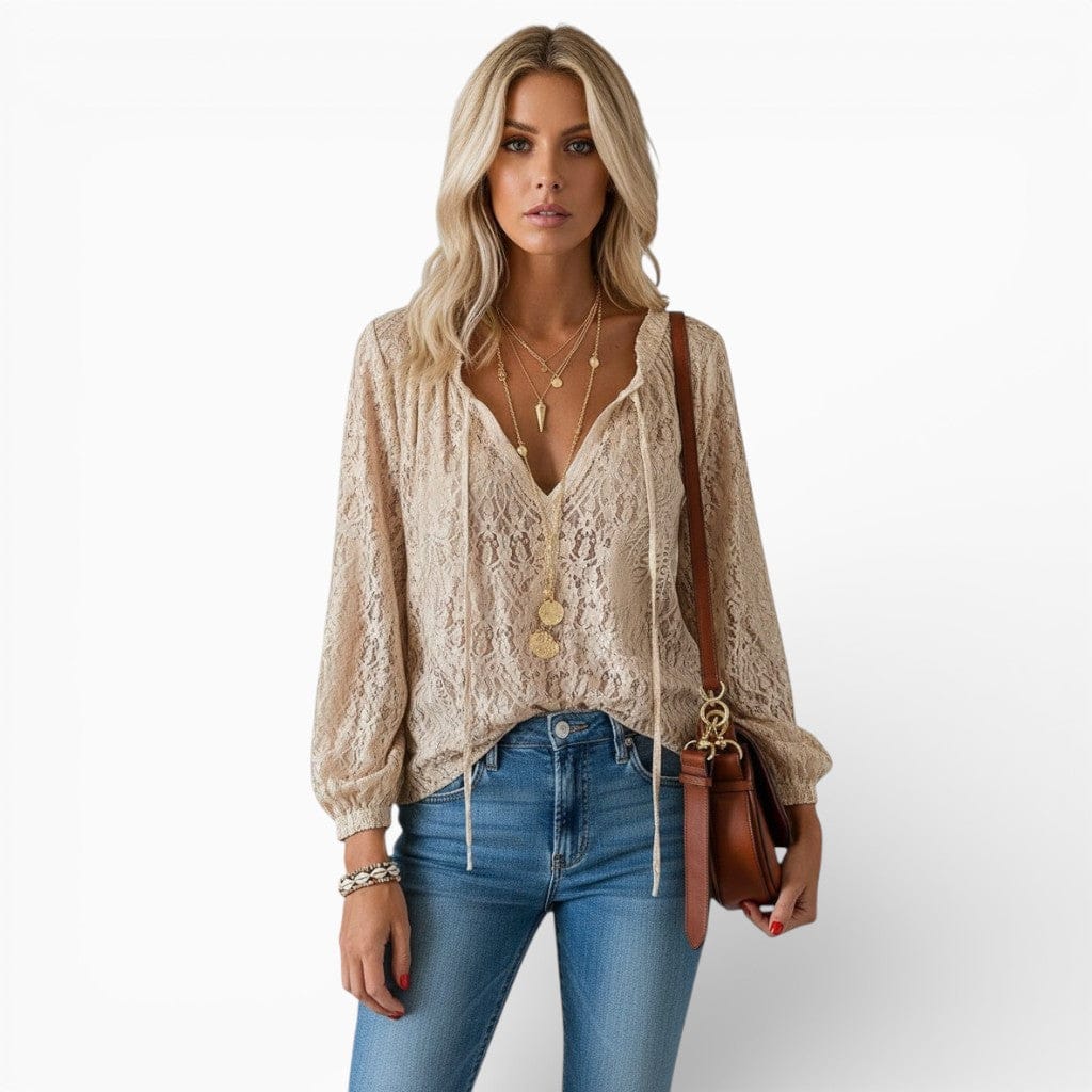Hemsbury Blouses LARA V-Neck Lace Top