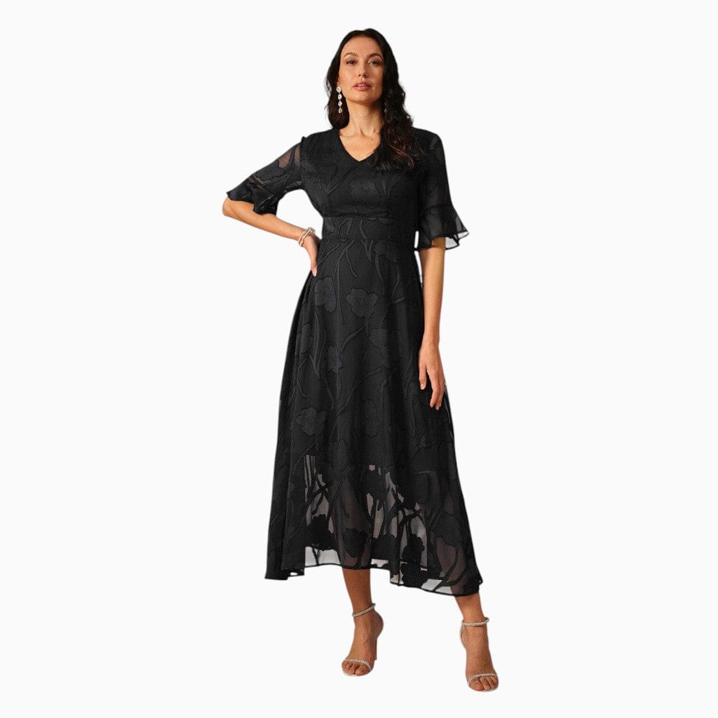 Hemsbury Dresses Black / S LAURE V-Neck Chiffon Dress