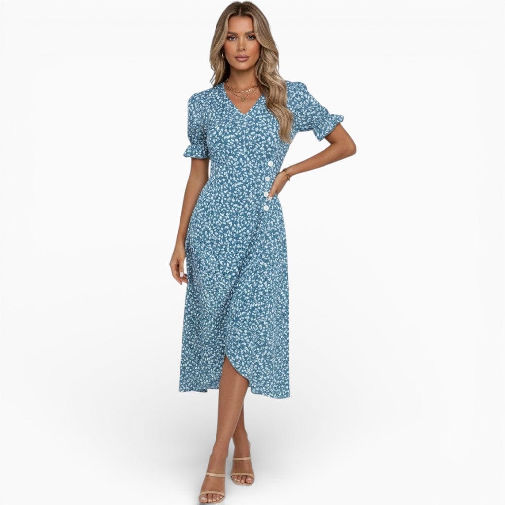 Hemsbury Dresses Blue / S NINA V-Neck Print Midi Dress