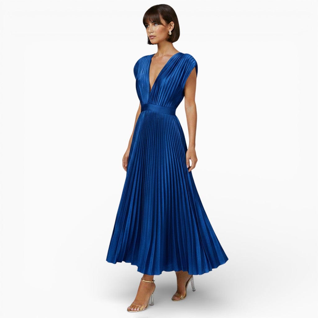 Hemsbury Dresses Blue / S OLIVIA Pleated Satin Maxi Dress
