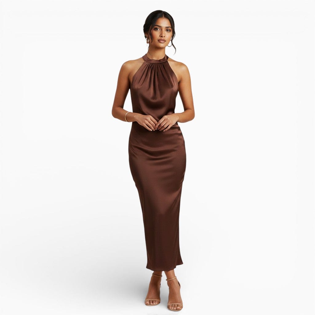 Hemsbury Dresses Brown / XS POLLY Backless Brown Midi Dress