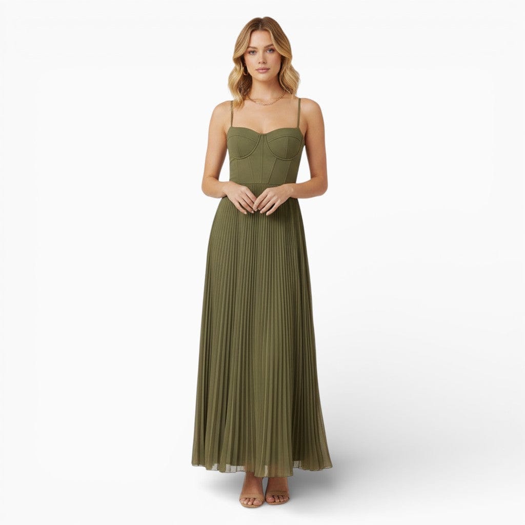 Hemsbury Dresses Green / S MARGOT Ruched Ice Silk Long Dress