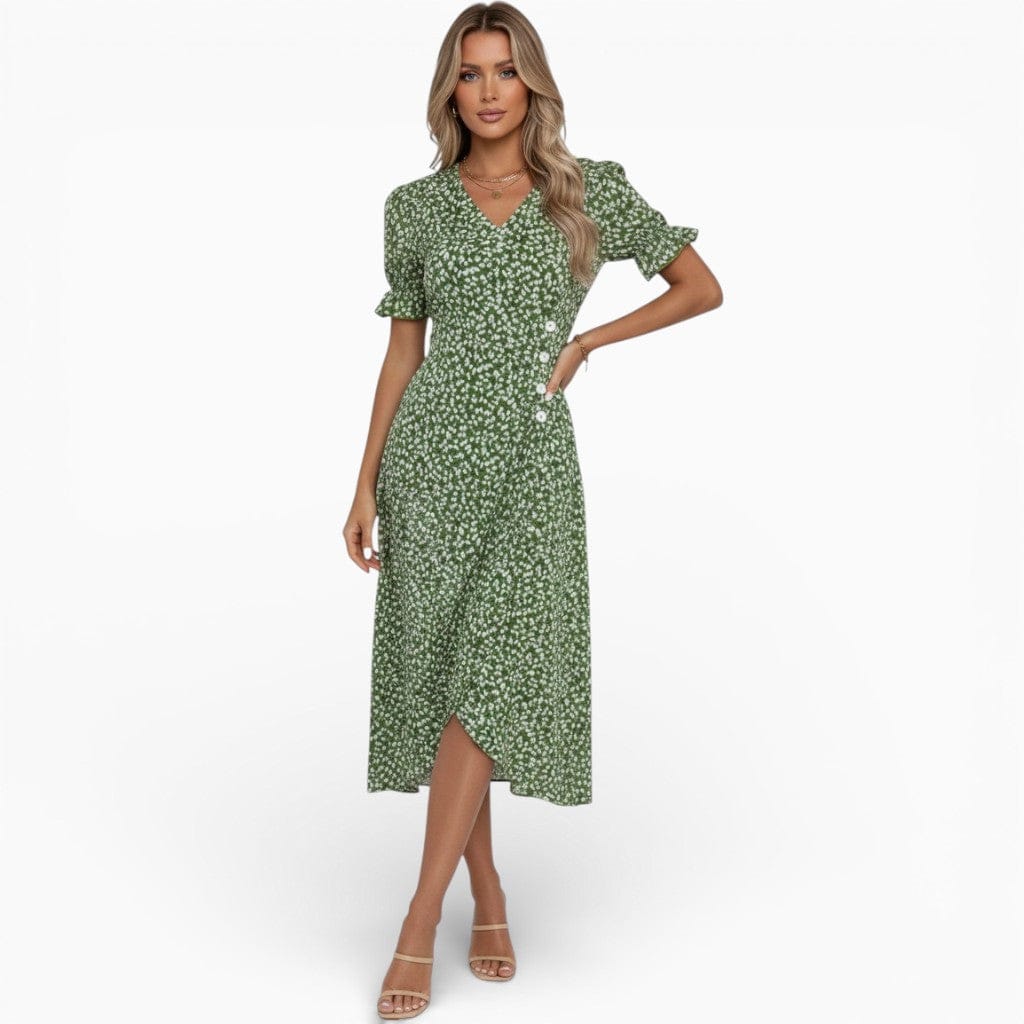 Hemsbury Dresses Green / S NINA V-Neck Print Midi Dress