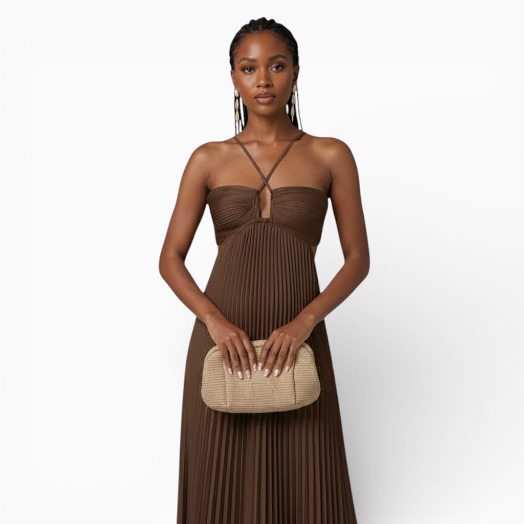 Hemsbury Dresses HELENE Pleated Halter Maxi