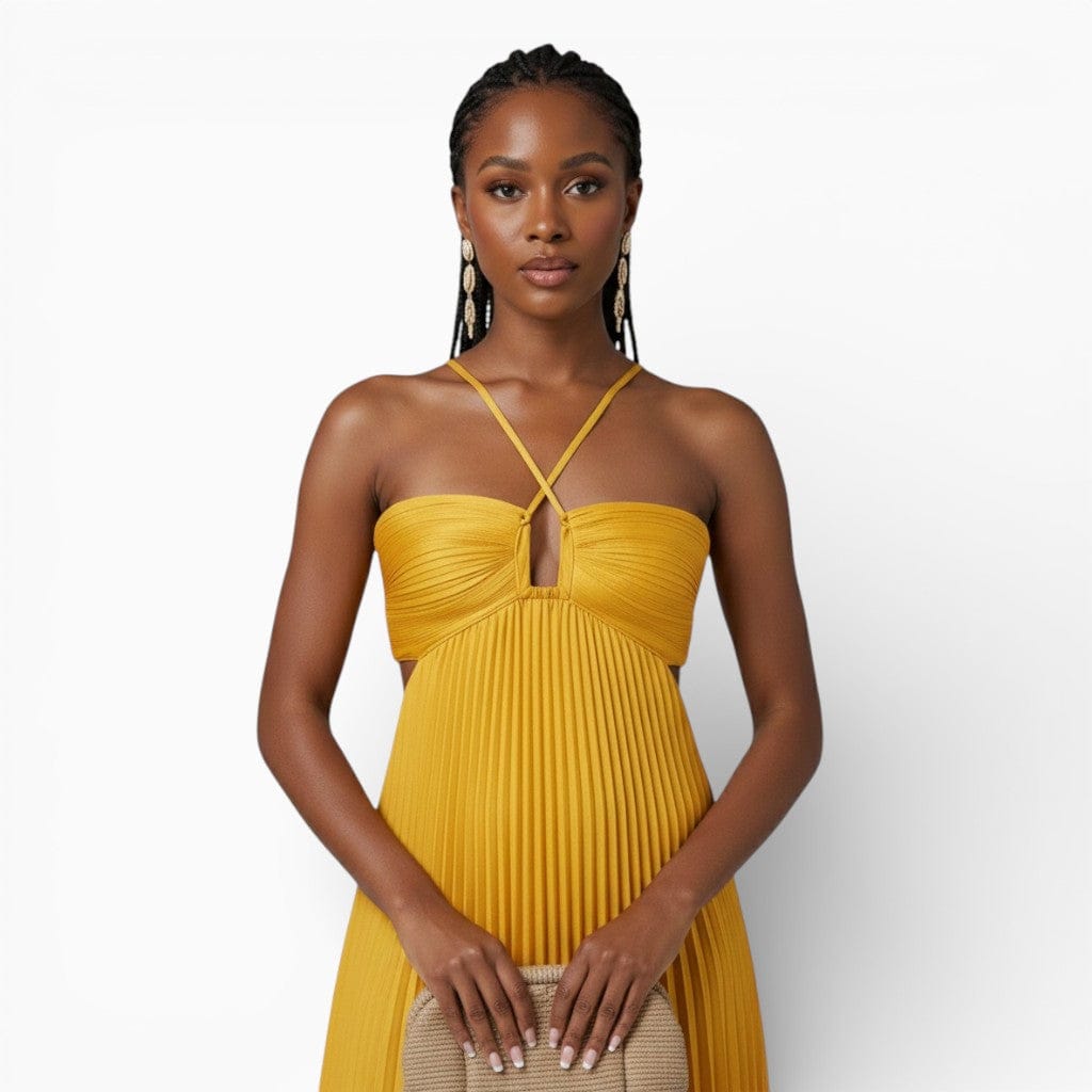 Hemsbury Dresses HELENE Pleated Halter Maxi