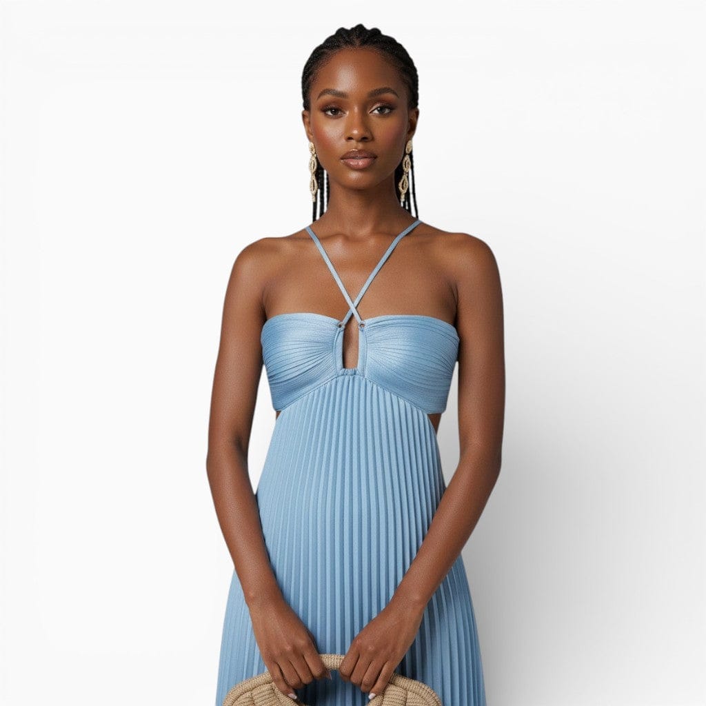 Hemsbury Dresses HELENE Pleated Halter Maxi