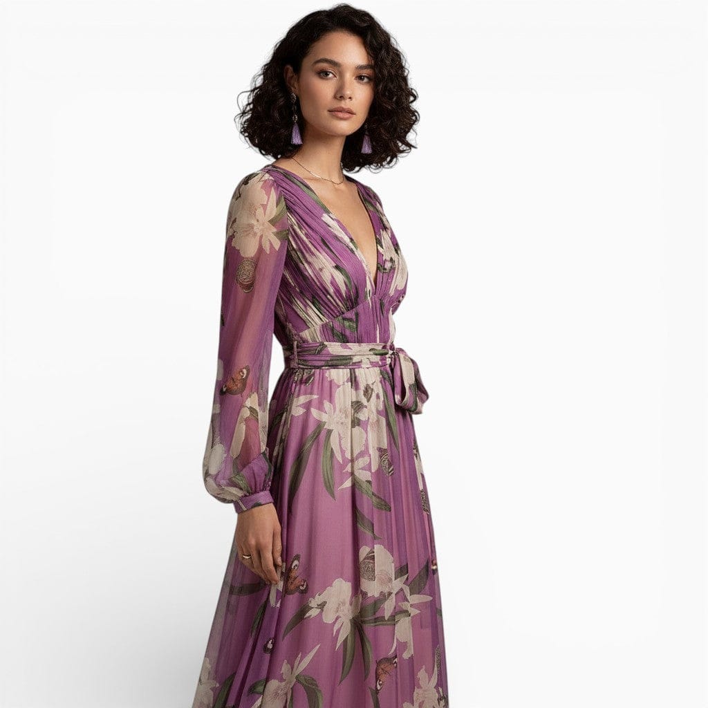 Hemsbury Dresses IRENE V-Neck Chiffon Maxi Dress