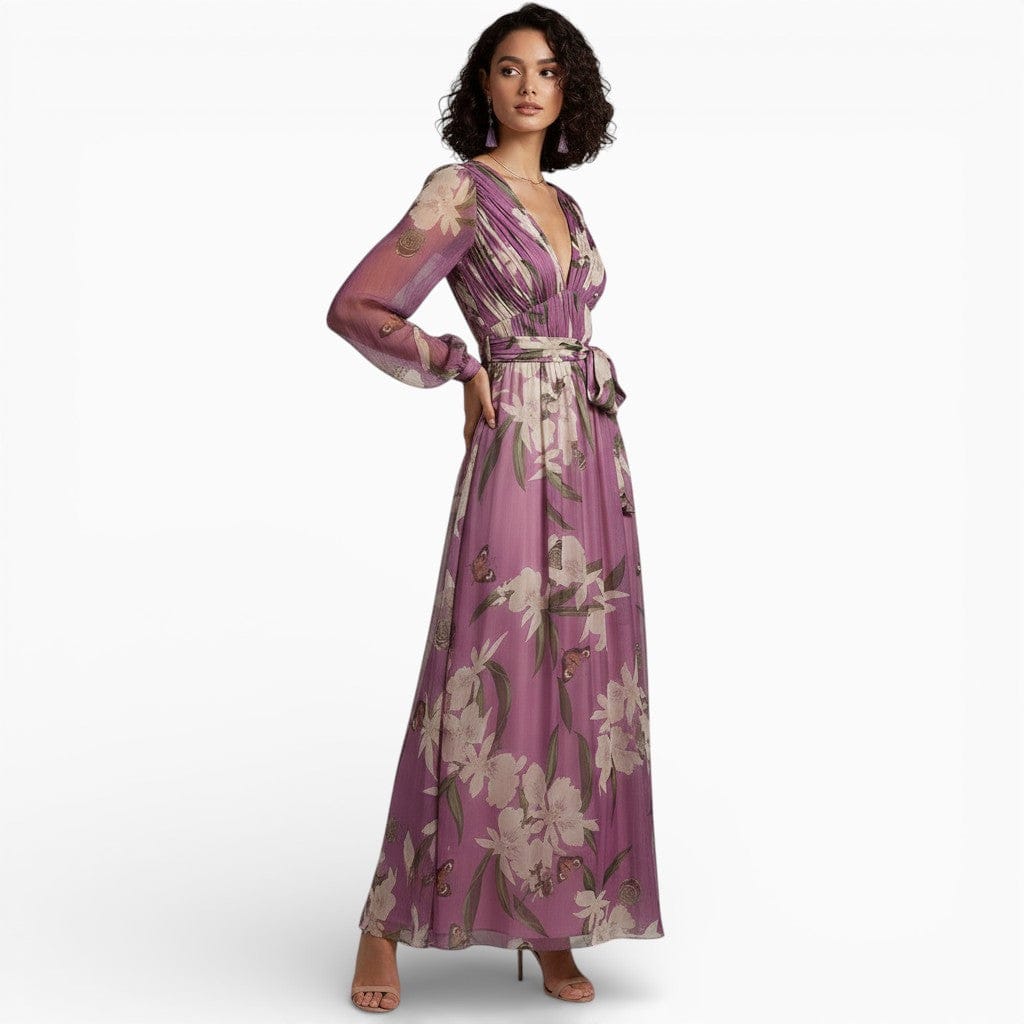 Hemsbury Dresses IRENE V-Neck Chiffon Maxi Dress