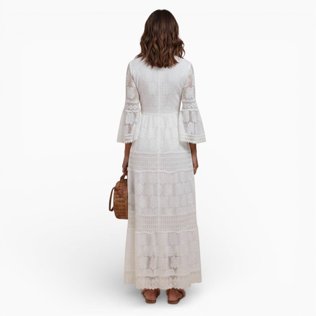 Hemsbury Dresses LILY V-Neck Lace Maxi Dress