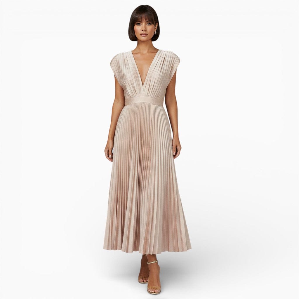 Hemsbury Dresses OLIVIA Pleated Satin Maxi Dress