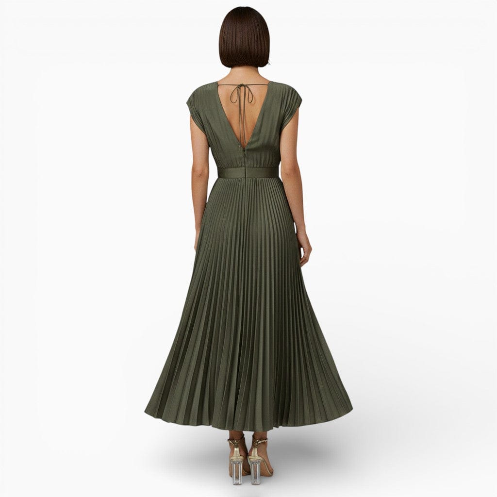 Hemsbury Dresses OLIVIA Pleated Satin Maxi Dress