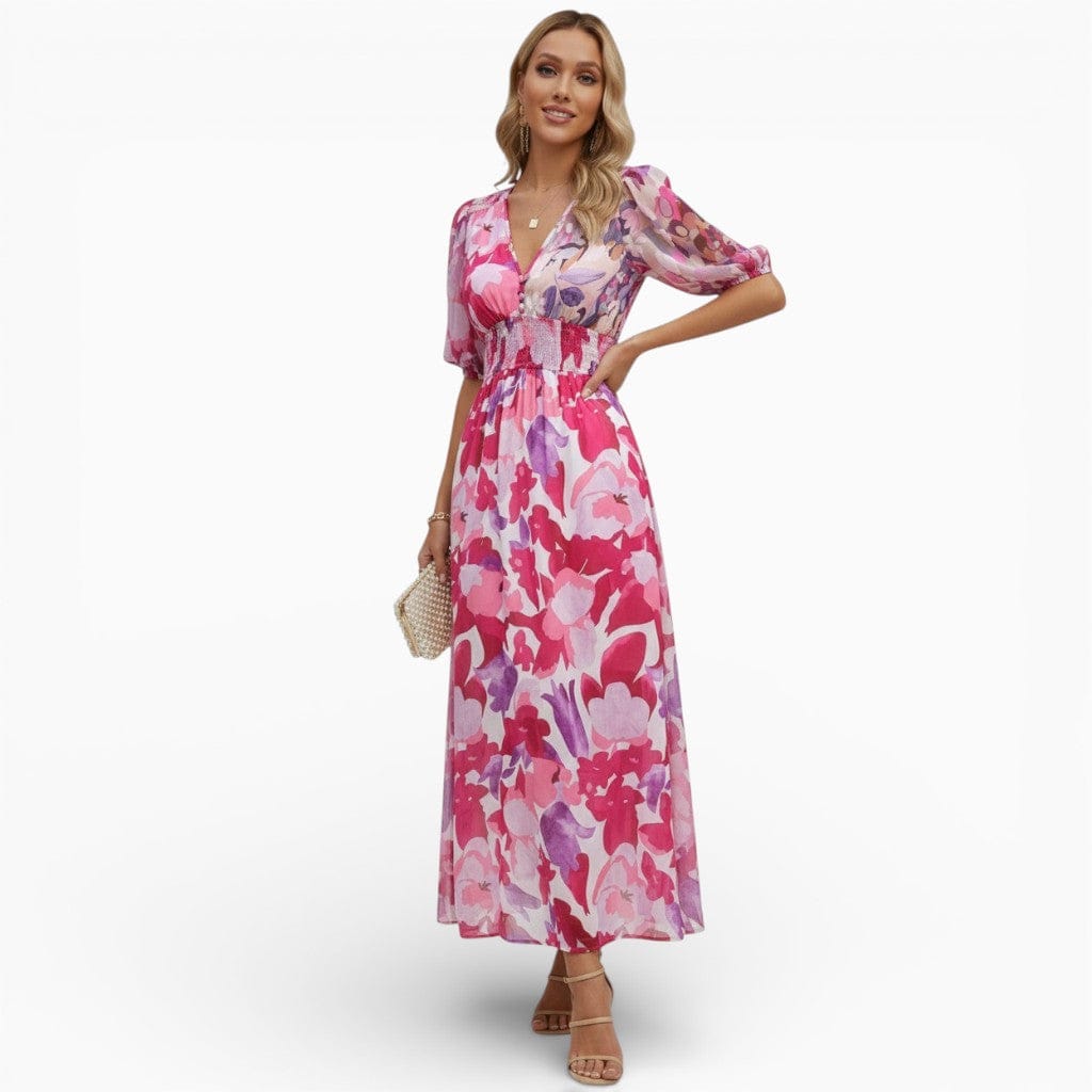 Hemsbury Dresses Pink / S ANNE Printed Lantern Sleeve Dress