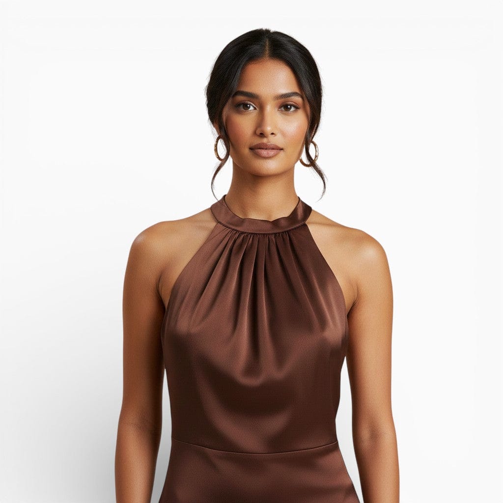 Hemsbury Dresses POLLY Backless Brown Midi Dress