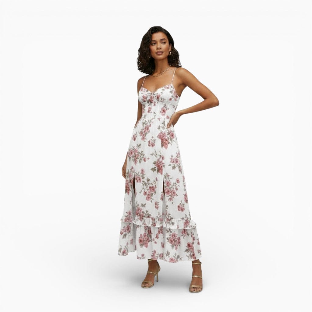 Hemsbury Dresses White / S ADELAIDE Pleated Lace Maxi Dress