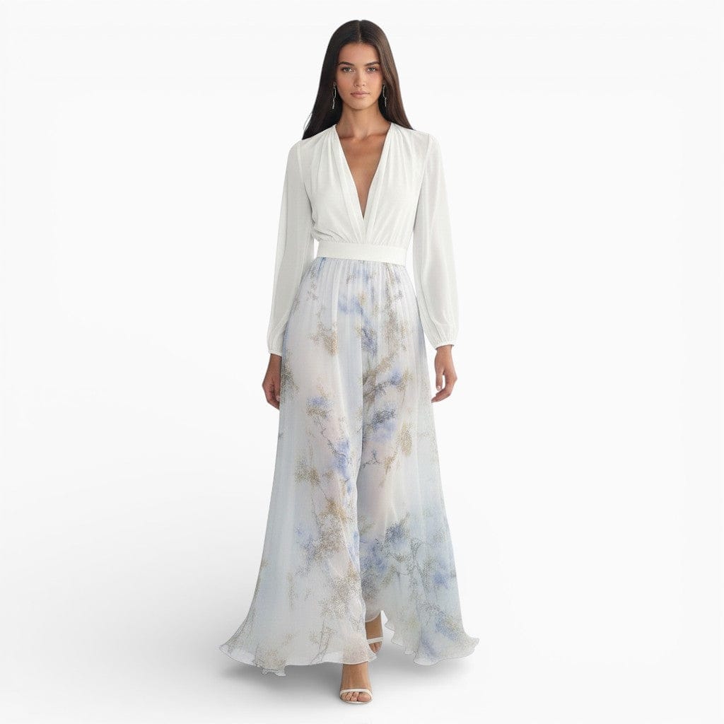 Hemsbury Dresses White / S ELISABETH Floral High Waist Long Dress