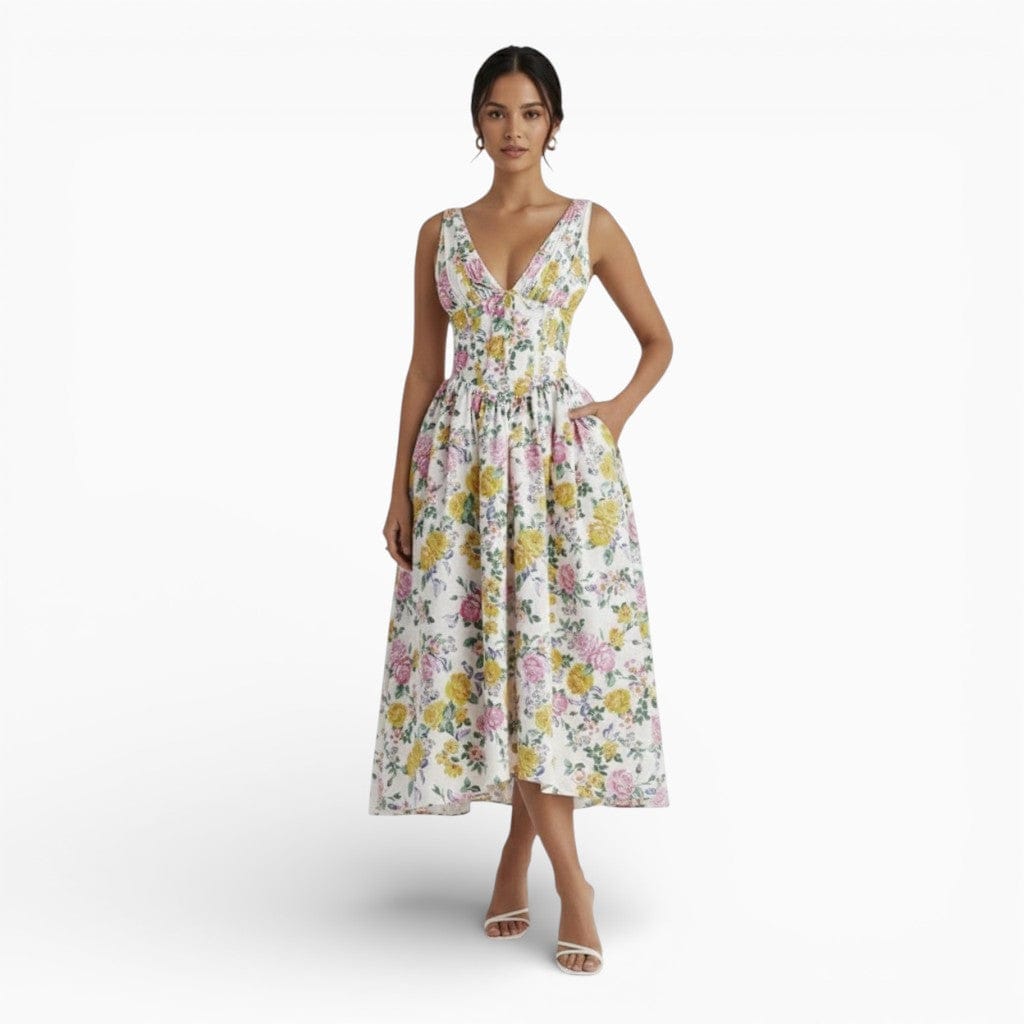 Hemsbury Dresses Yellow / S CLARA Floral Maxi Dress