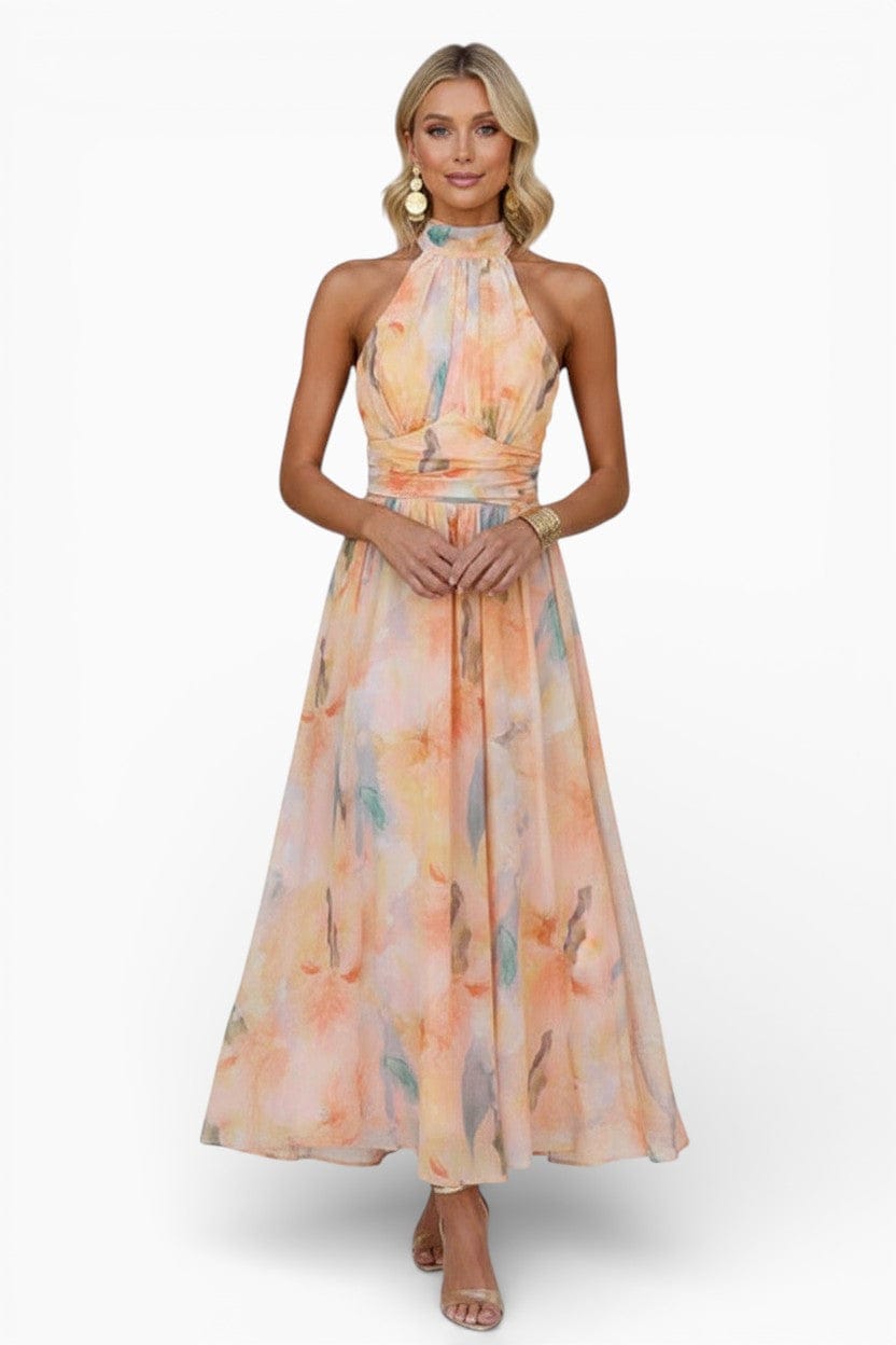 Hemsbury Dresses Yellow / XS HAILEY Printed Sleeveless Long Dress