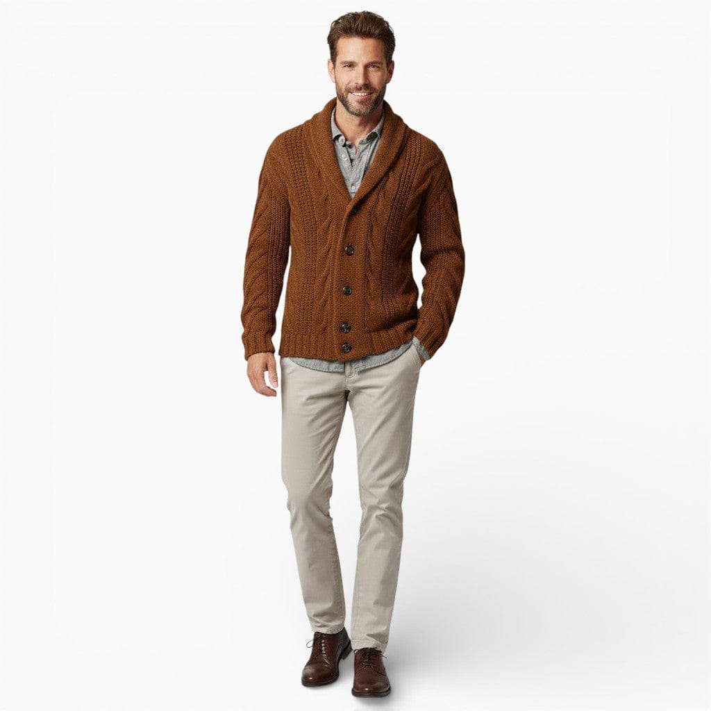 Hemsbury Jackets Brown / S LIAM Cable Knit Cardigan