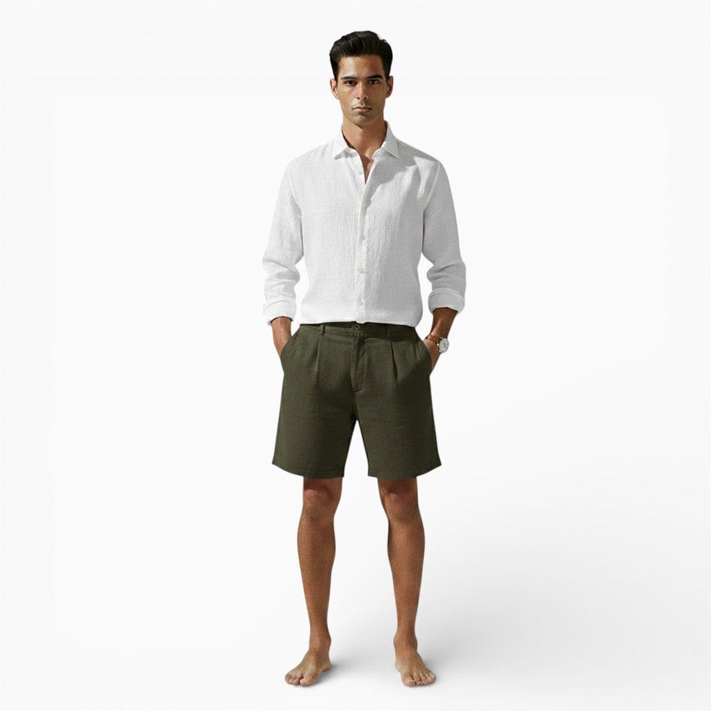 Hemsbury Shorts Green / S MATTHEW Cotton Linen Shorts