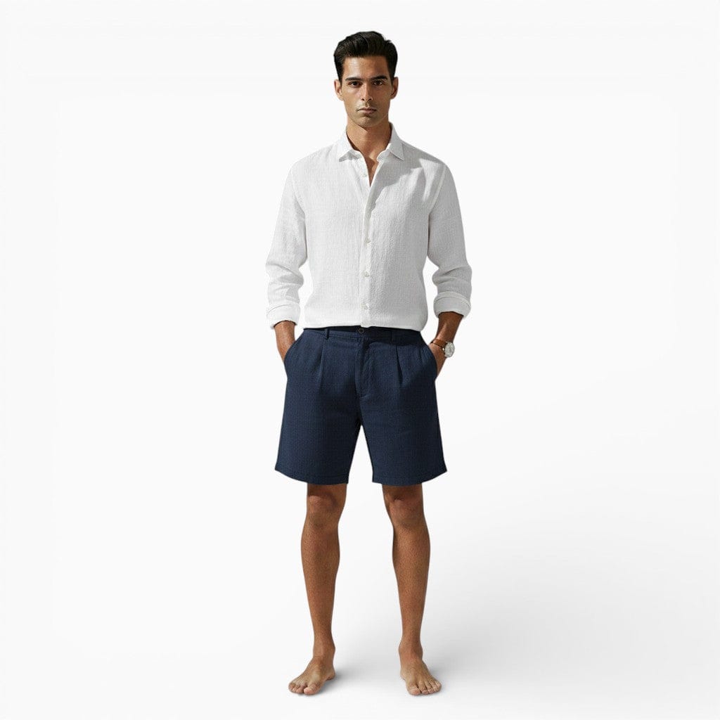 Hemsbury Shorts Navy / S MATTHEW Cotton Linen Shorts