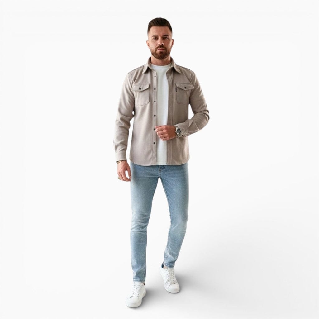 Hemsbury Tops & Shirts Beige / S LEO Slim Fit Brushed Cotton Shirt