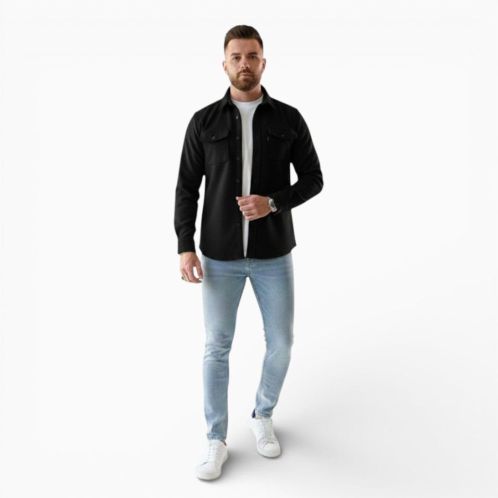 Hemsbury Tops & Shirts Black / S LEO Slim Fit Brushed Cotton Shirt