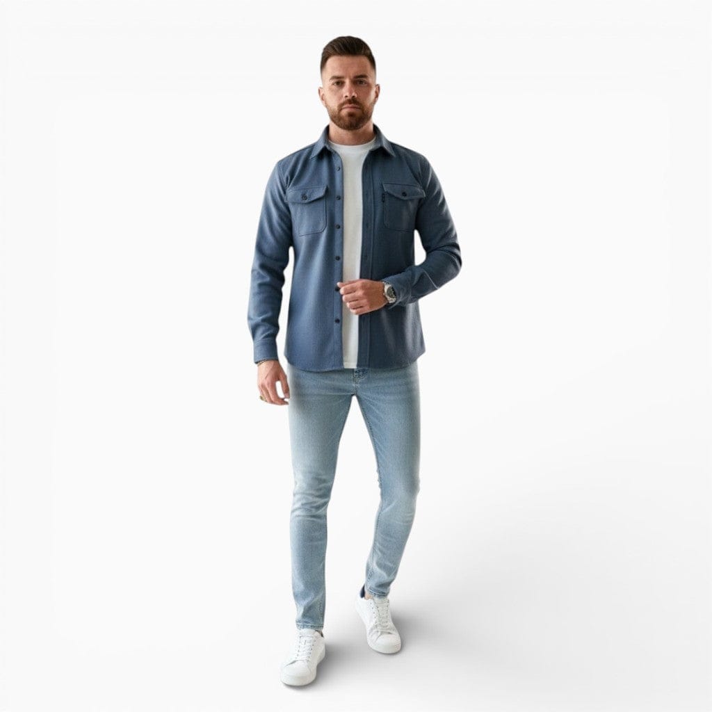 Hemsbury Tops & Shirts Blue / S LEO Slim Fit Brushed Cotton Shirt