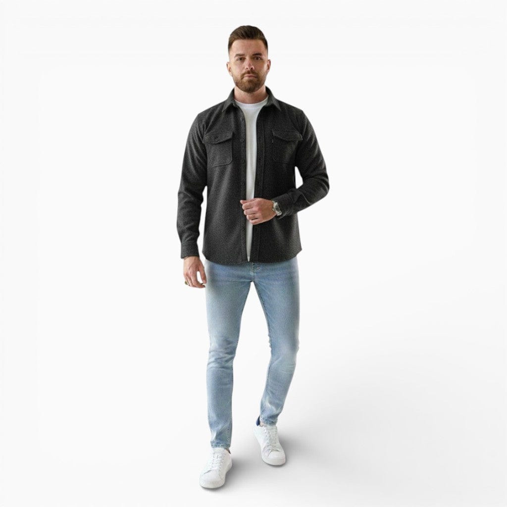 Hemsbury Tops & Shirts Dark Gray / S LEO Slim Fit Brushed Cotton Shirt