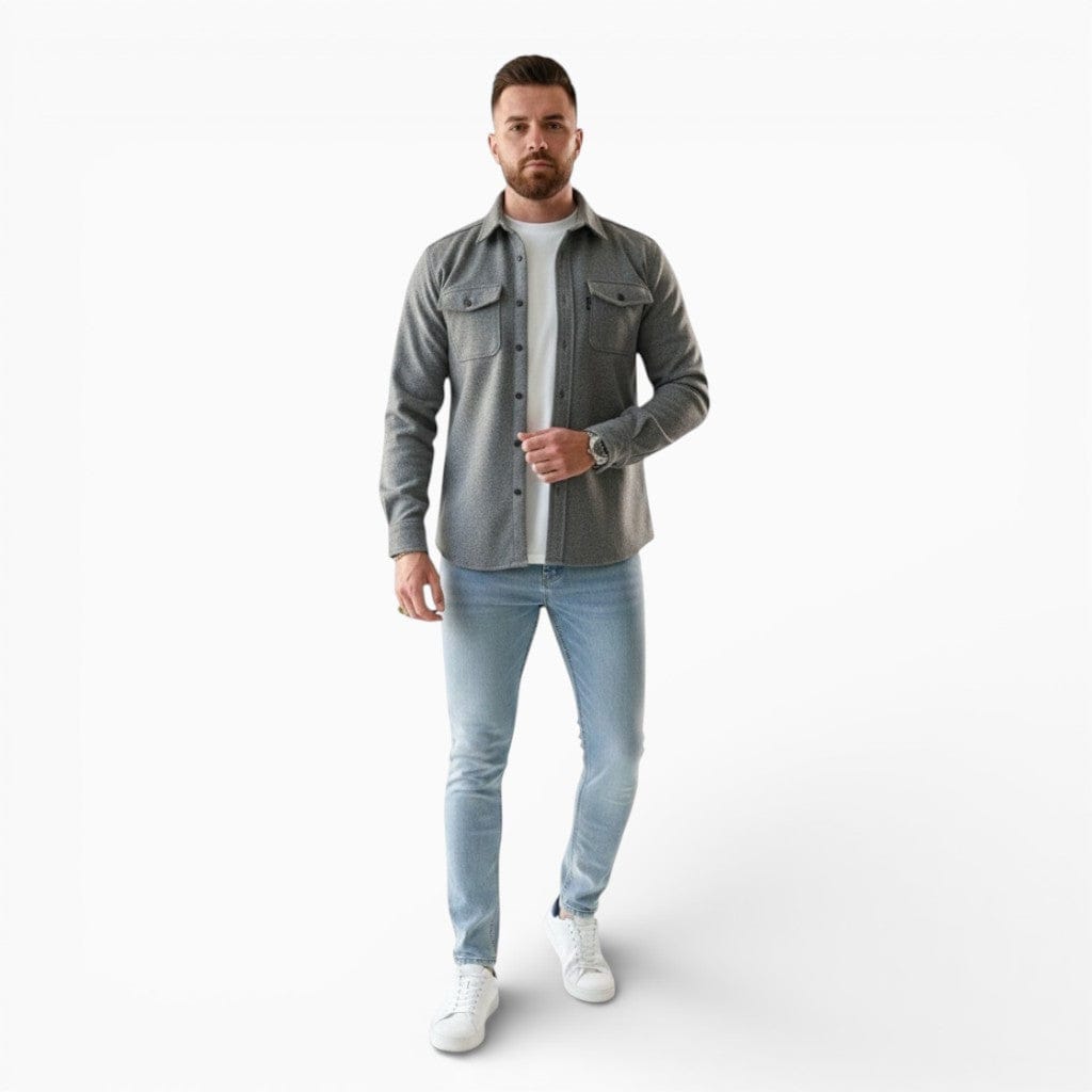 Hemsbury Tops & Shirts Gray / S LEO Slim Fit Brushed Cotton Shirt