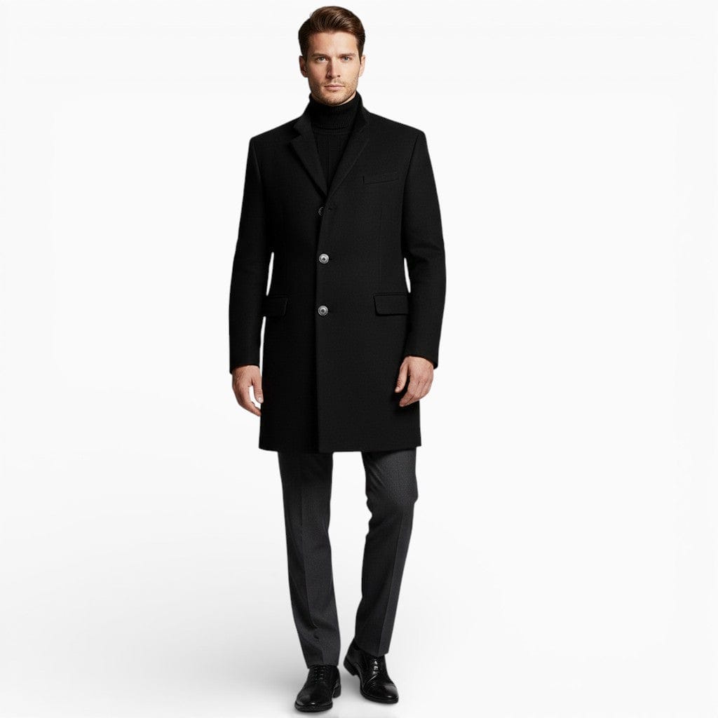 Mova London Coats Black / S ARTHUR Slim Fit Stand Collar Coat