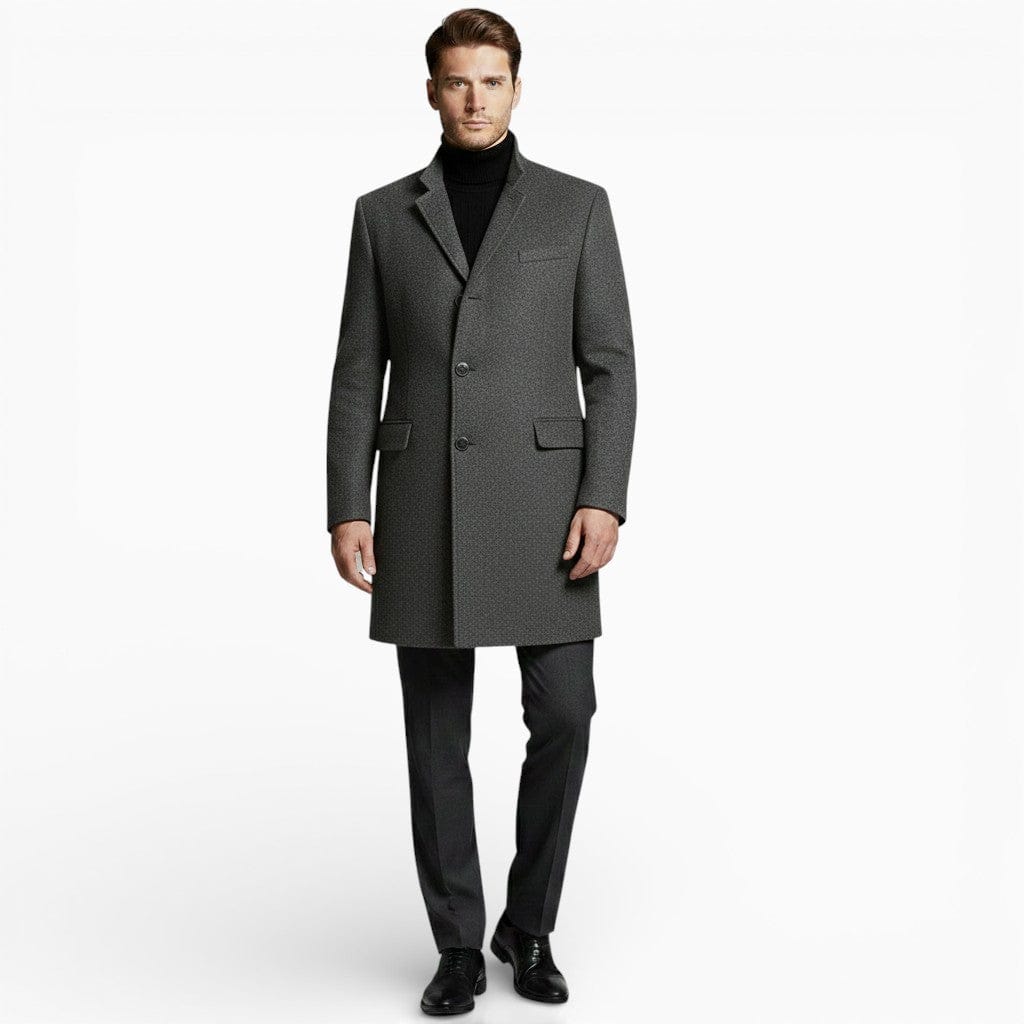 Mova London Coats Gray / S ARTHUR Slim Fit Stand Collar Coat