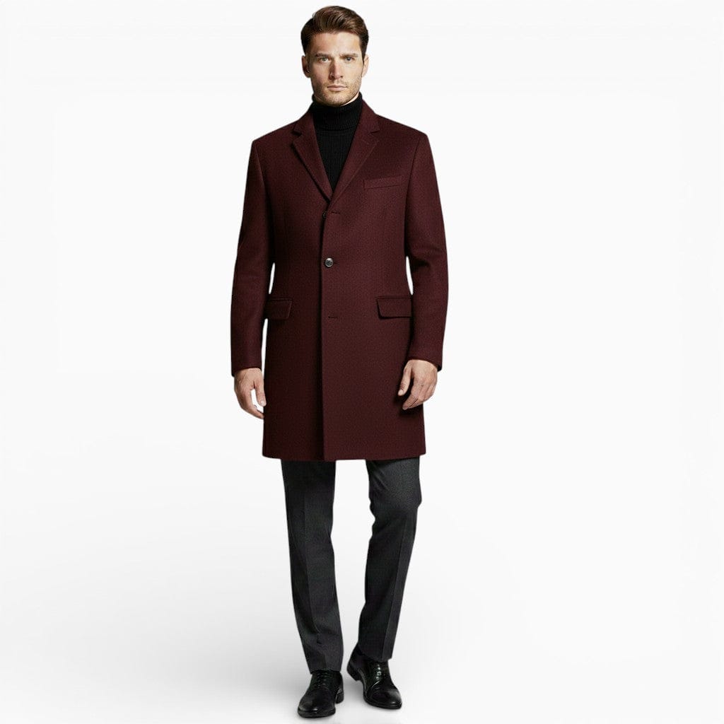 Mova London Coats Red / S ARTHUR Slim Fit Stand Collar Coat
