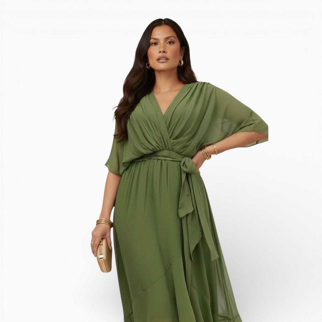 Mova London Dresses MARIE Pleated Chiffon Maxi Dress