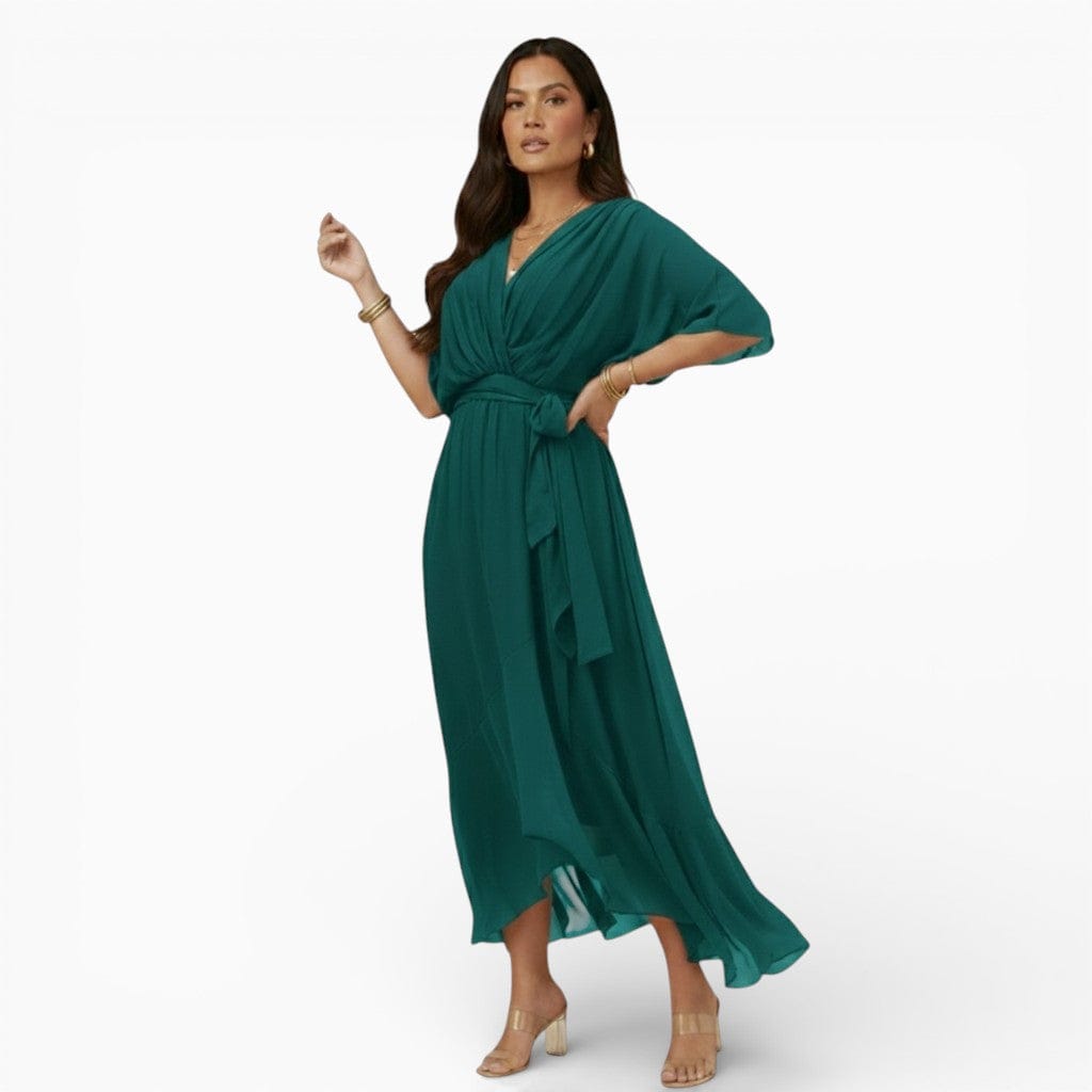 Mova London Dresses Navy / S MARIE Pleated Chiffon Maxi Dress