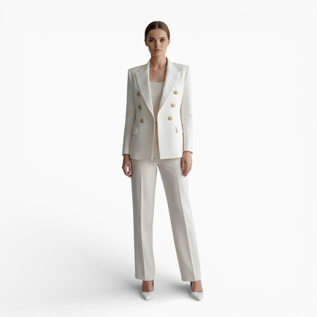Mova London Jackets White / XS CLAIRE Slim Fit Cotton Blazer